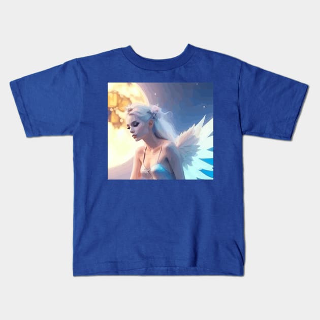 A beautiful girl-elf with wings on her back Kids T-Shirt by Evgeniya